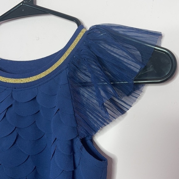 ❤️ 🆕 CAT & JACK Target Navy Nightfall Blue Metallic Gold Scalloped Dress XS - Picture 5 of 8